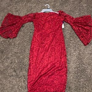 This is a red long sleeve dress , size 10